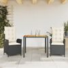vidaXL 3 Piece Garden Dining Set with Cushions Black Poly Rattan