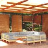 vidaXL 13 Piece Garden Lounge Set with Grey Cushions Solid Pinewood