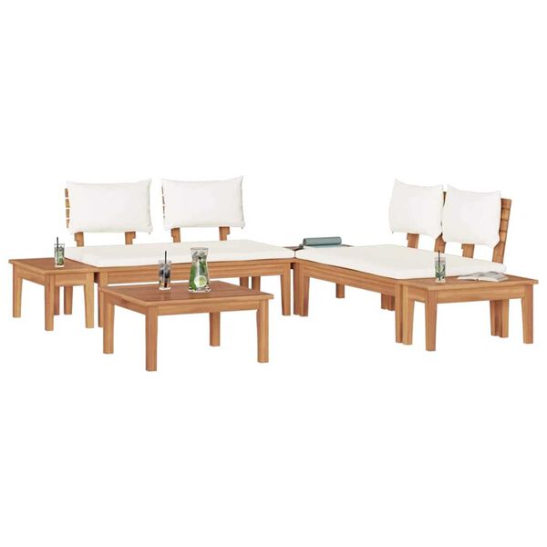vidaXL Garden Bench Set with Cushion 3 pcs Brown and Cream