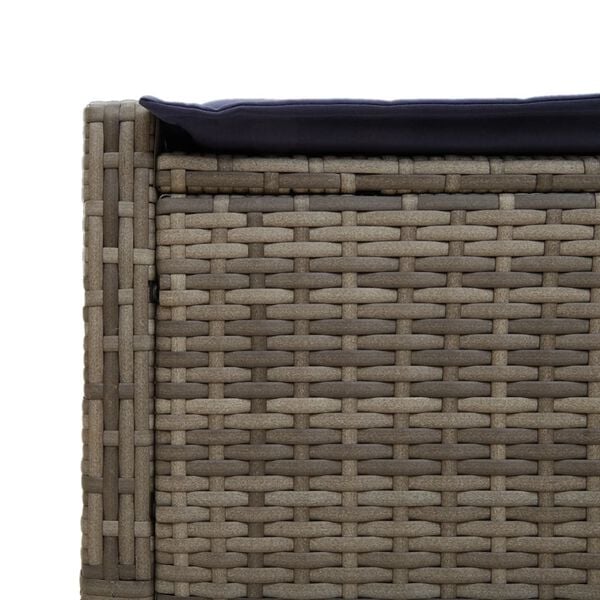 vidaXL Double Sun Lounger with Cushions Grey Poly Rattan