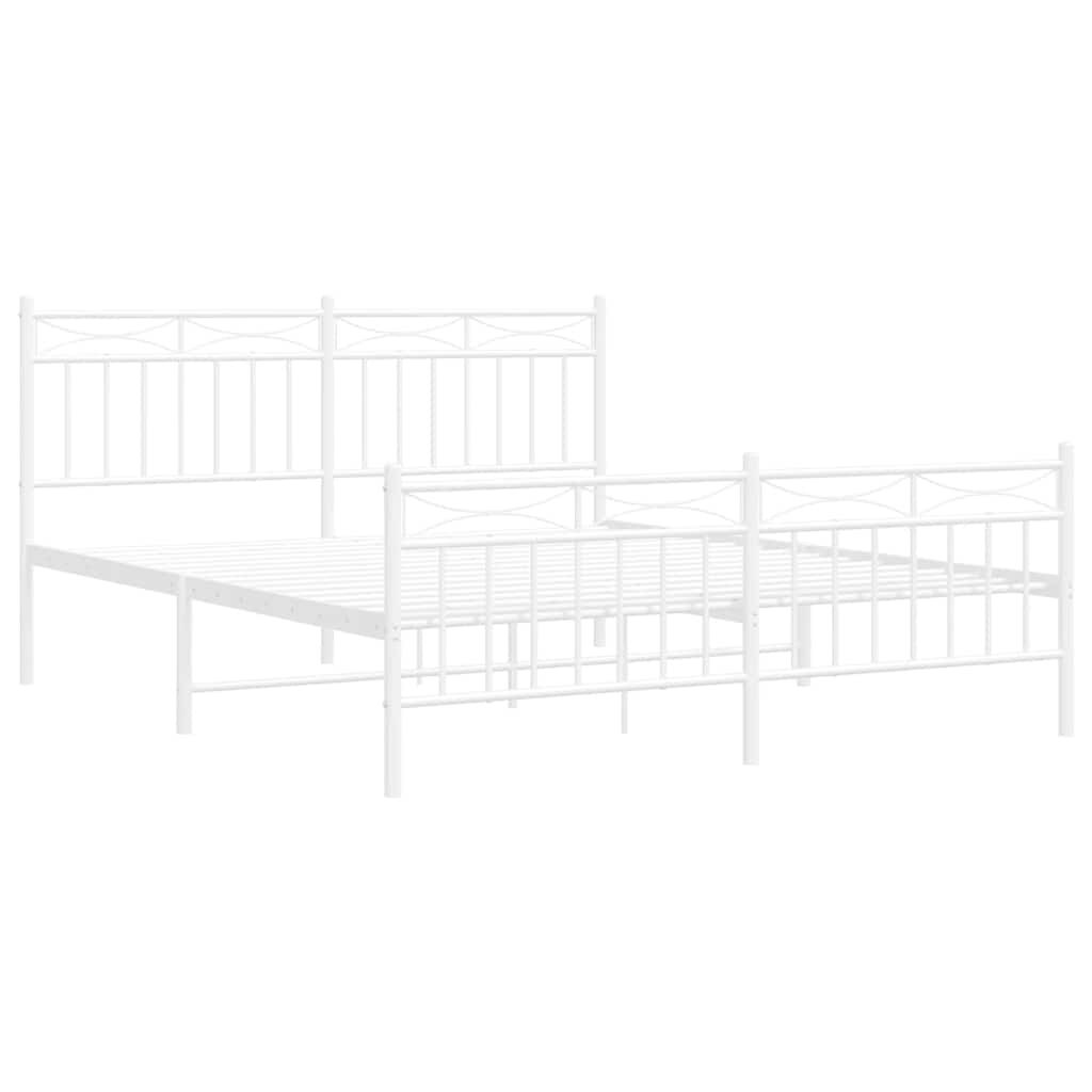 vidaXL Metal Bed Frame without Mattress with Footboard White 150x200cm