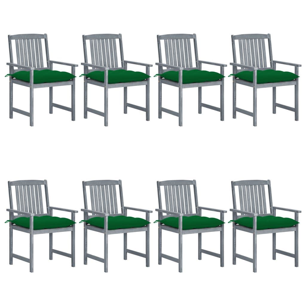 vidaXL Garden Chairs with Cushions 8 pcs Solid Acacia Wood Grey
