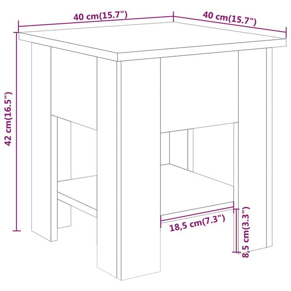 vidaXL Coffee Table White 40x40x42 cm Engineered Wood