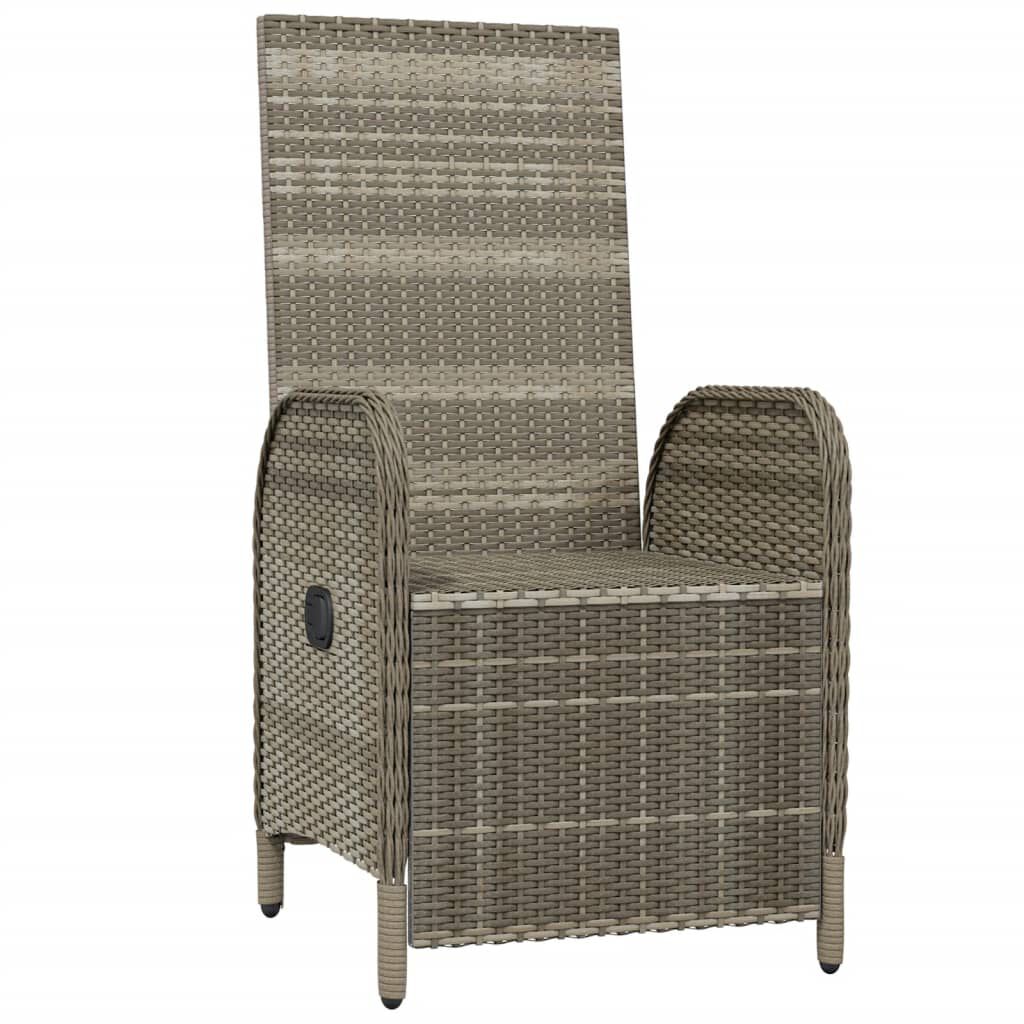 vidaXL Outdoor Reclining Chairs with Cushions 2 pcs Poly Rattan Grey
