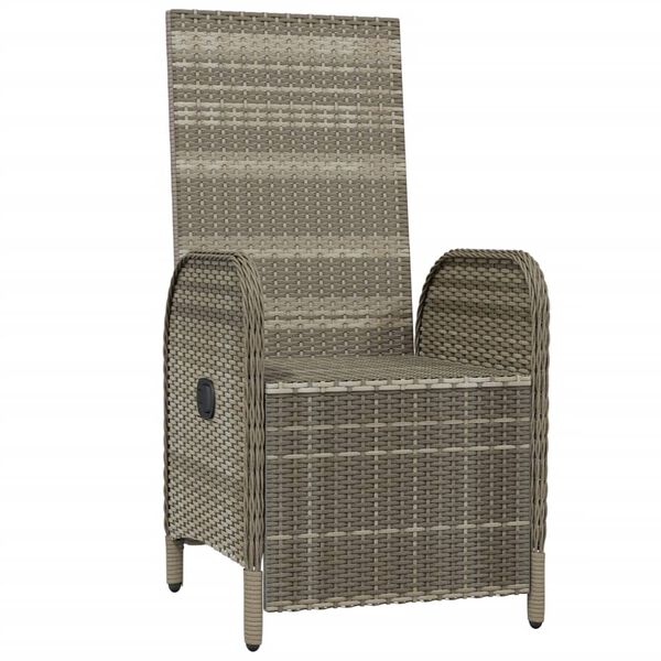 vidaXL Outdoor Reclining Chairs with Cushions 2 pcs Poly Rattan Grey