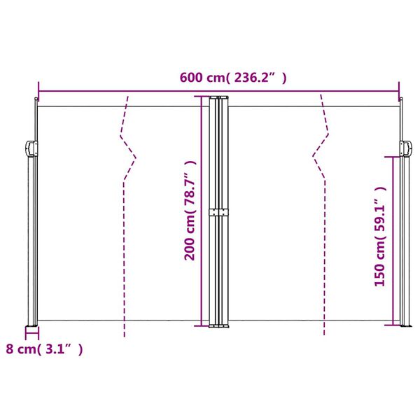 vidaXL Retractable Side Awning Anthracite 200x600 cm