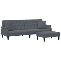 vidaXL 2-Seater Sofa Bed with Pillows and Footstool Dark Grey Velvet
