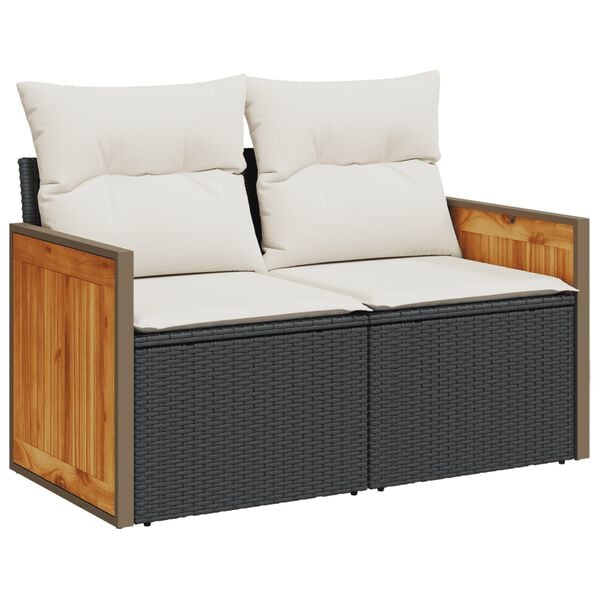 vidaXL 6 Piece Garden Sofa Set with Cushions Black Poly Rattan