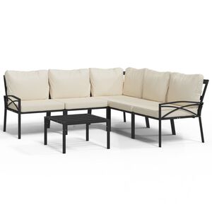 vidaXL 6 Piece Garden Lounge Set with Sand Cushions Steel