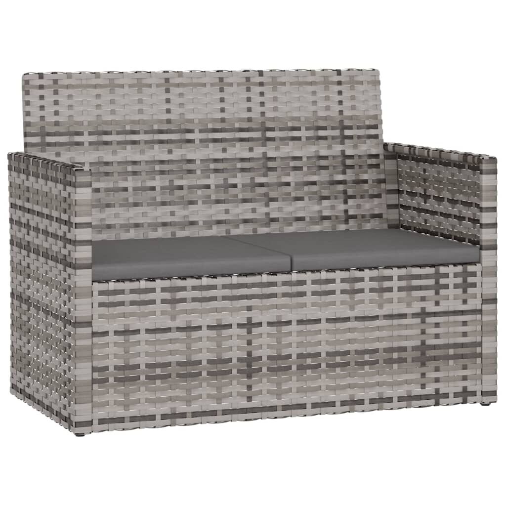 vidaXL Garden Bench with Cushions Grey 105 cm Poly Rattan