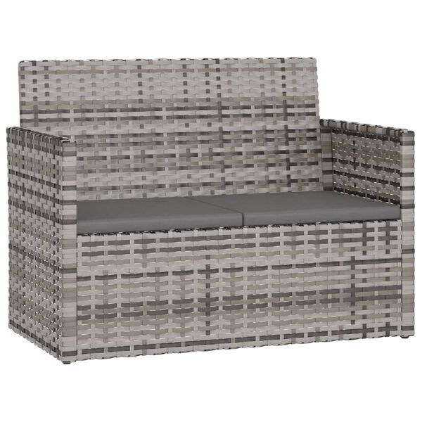 vidaXL Garden Bench with Cushions Grey 105 cm Poly Rattan