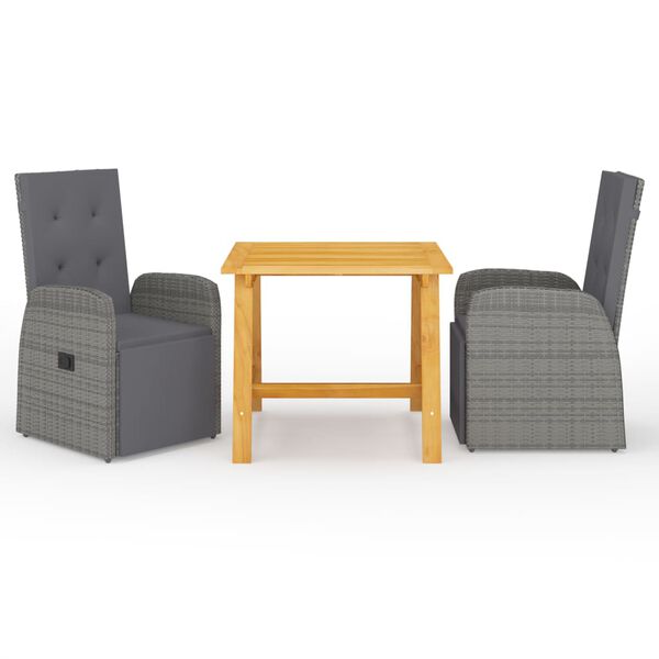 vidaXL 3 Piece Garden Dining Set Grey