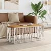 vidaXL Coffee Table Silver Stainless Steel and Solid Wood Acacia