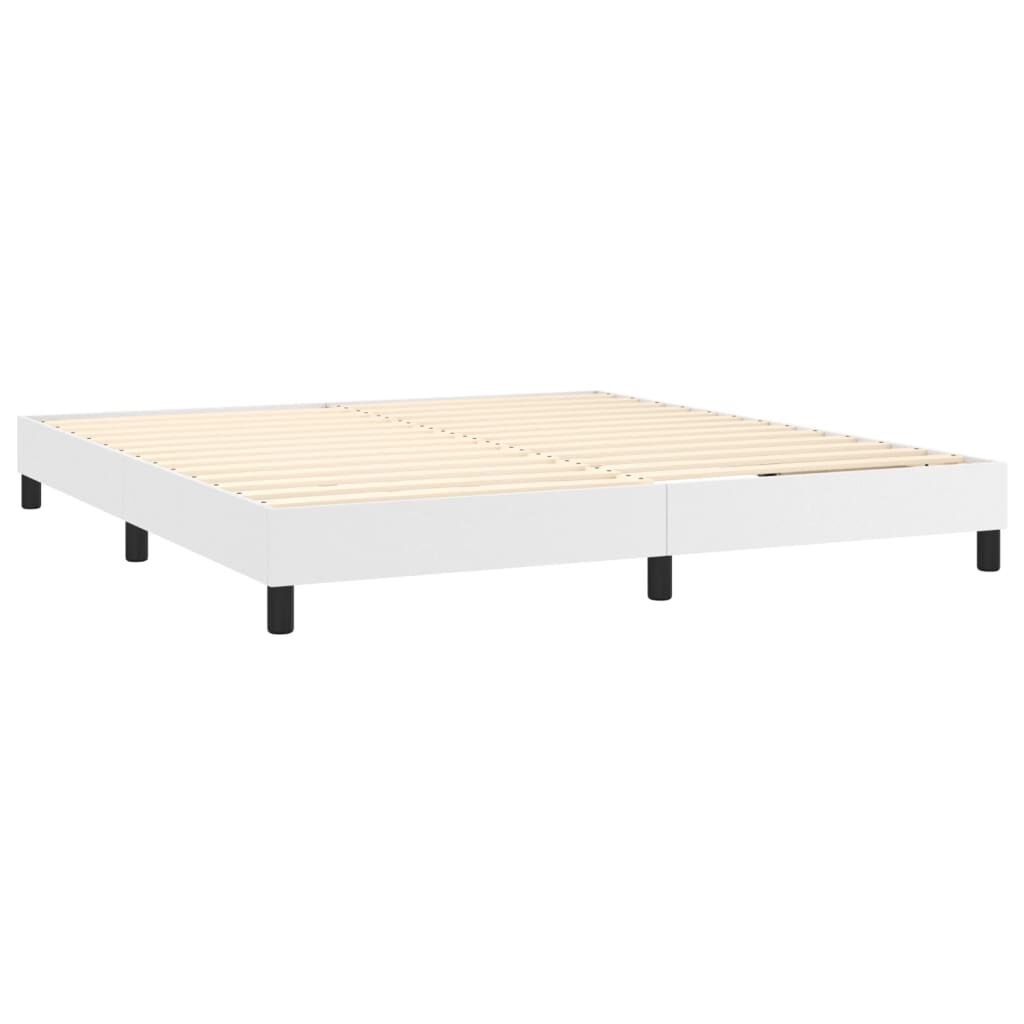 vidaXL Box Spring Bed with Mattress White 183x213 cm California King Faux Leather