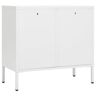 vidaXL Sideboard White 75x35x70 cm Steel and Tempered Glass