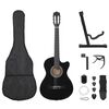 vidaXL 12 Piece Western Classical Guitar Set with 6 Strings Black 38"