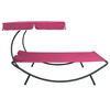 vidaXL Outdoor Lounge Bed with Canopy and Pillows Pink