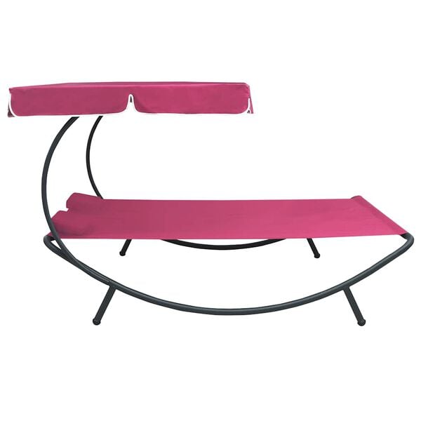 vidaXL Outdoor Lounge Bed with Canopy and Pillows Pink