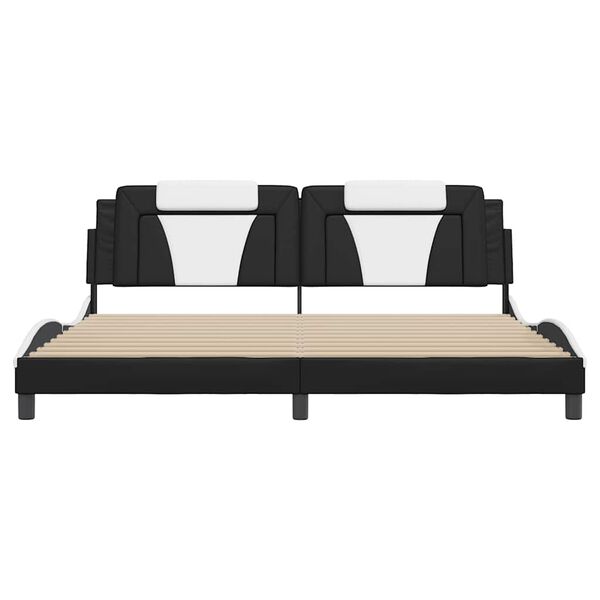vidaXL Bed Frame "Viana" without Mattress Black and White 193x203 cm Faux Leather