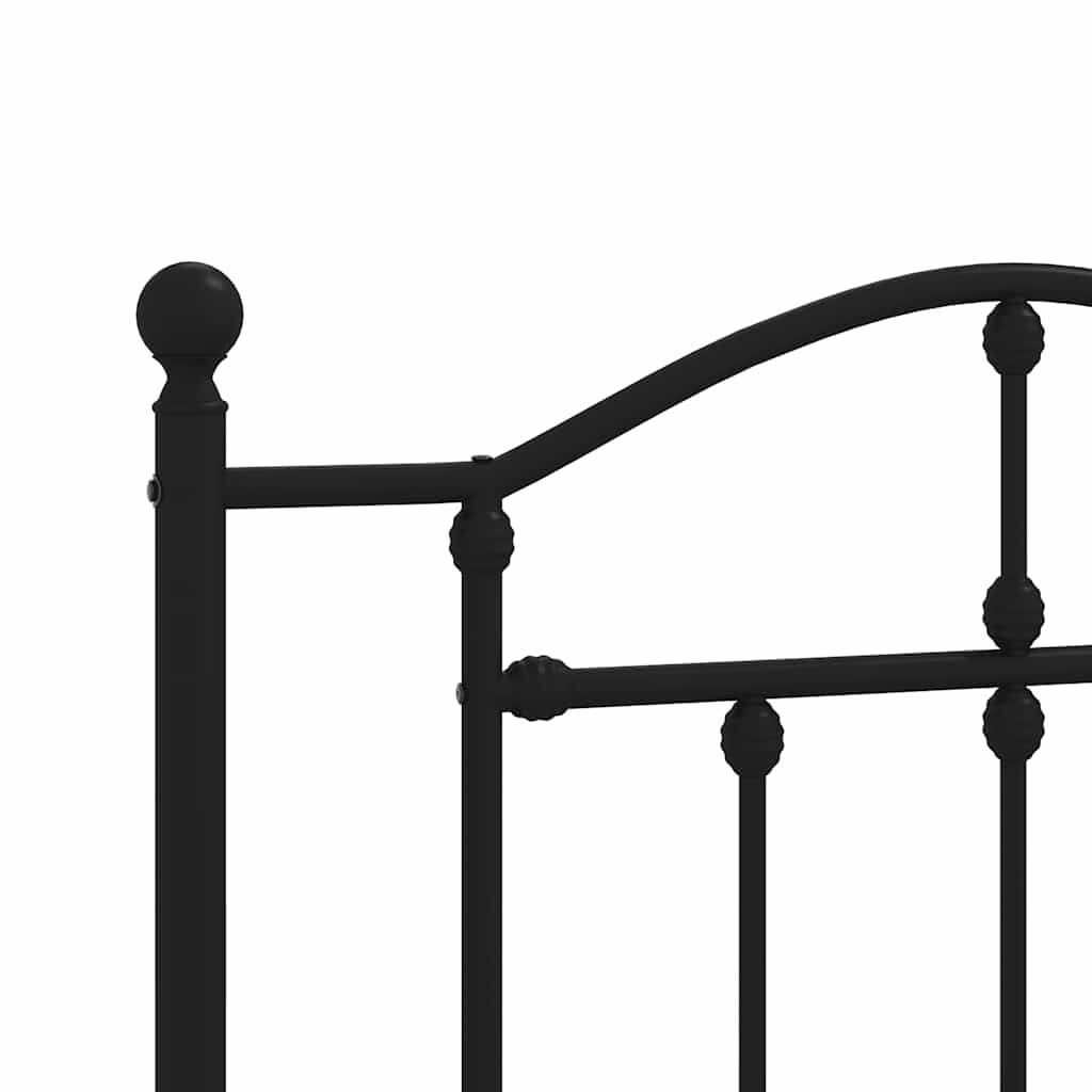 vidaXL Metal Bed Frame without Mattress with Footboard Black 100x190cm