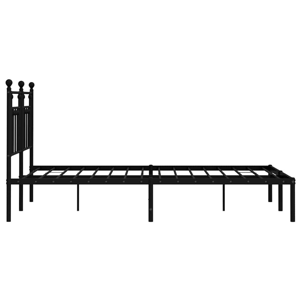 vidaXL Metal Bed Frame without Mattress with Headboard Black 150x200cm