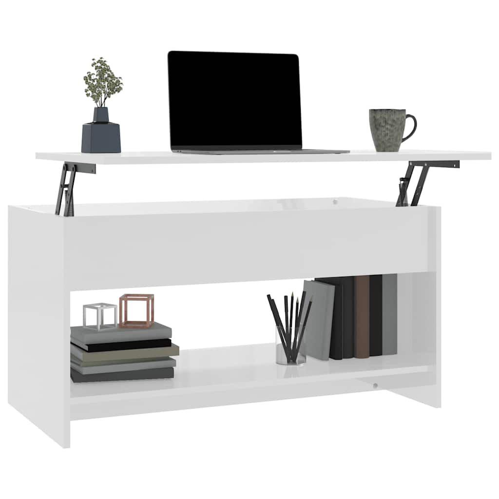 vidaXL Coffee Table High Gloss White 102x50x52,5 cm Engineered Wood