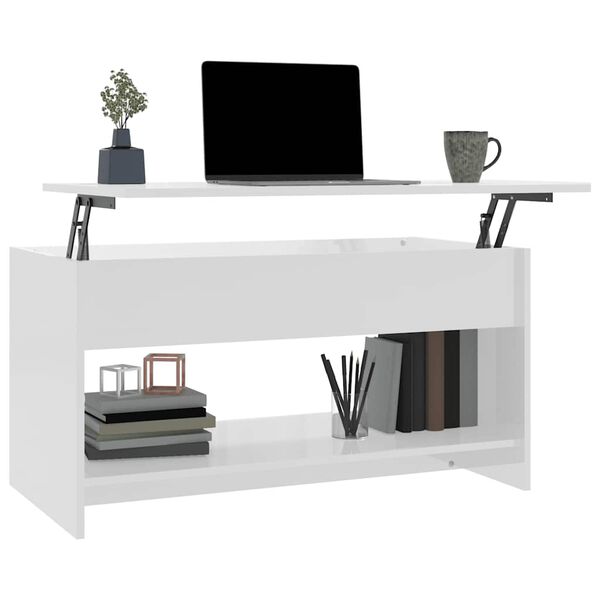 vidaXL Coffee Table High Gloss White 102x50x52,5 cm Engineered Wood