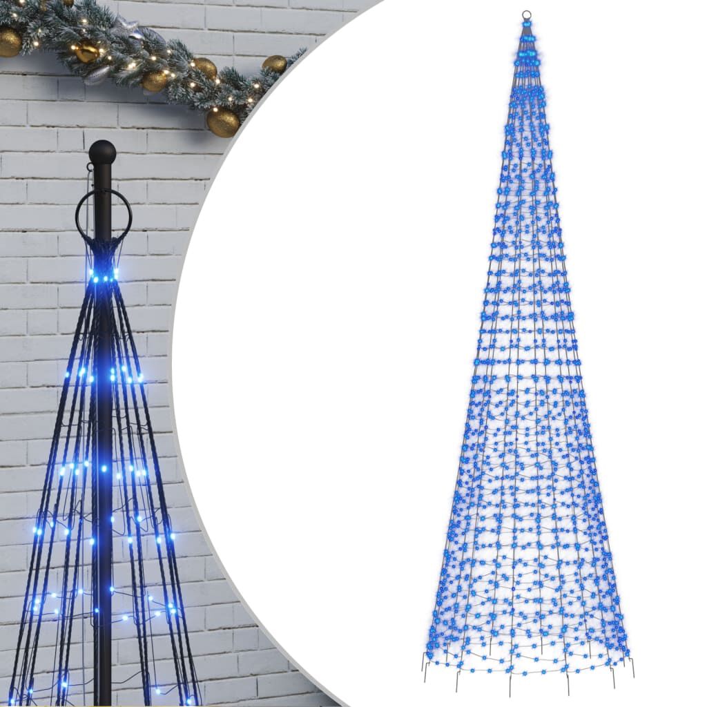vidaXL Christmas Tree Light on Flagpole 1534 LEDs Blue 500 cm