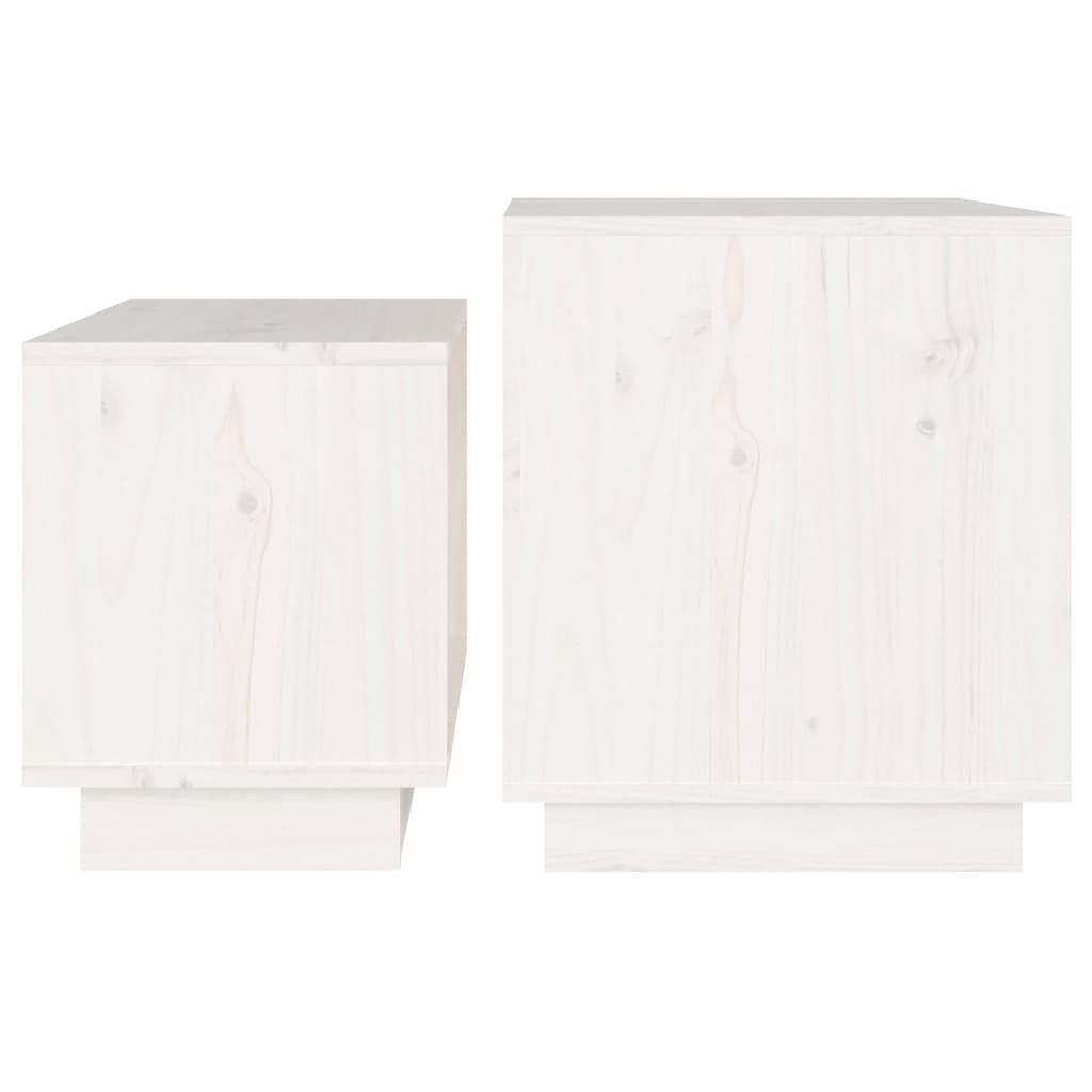 vidaXL Nesting Coffee Tables 2 pcs White Solid Wood Pine