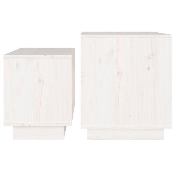 vidaXL Nesting Coffee Tables 2 pcs White Solid Wood Pine