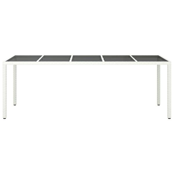 vidaXL Garden Table White 250x100x75 cm Poly Rattan and Tempered Glass