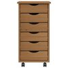vidaXL Rolling Cabinet with Drawers MOSS Honey Brown Solid Wood Pine