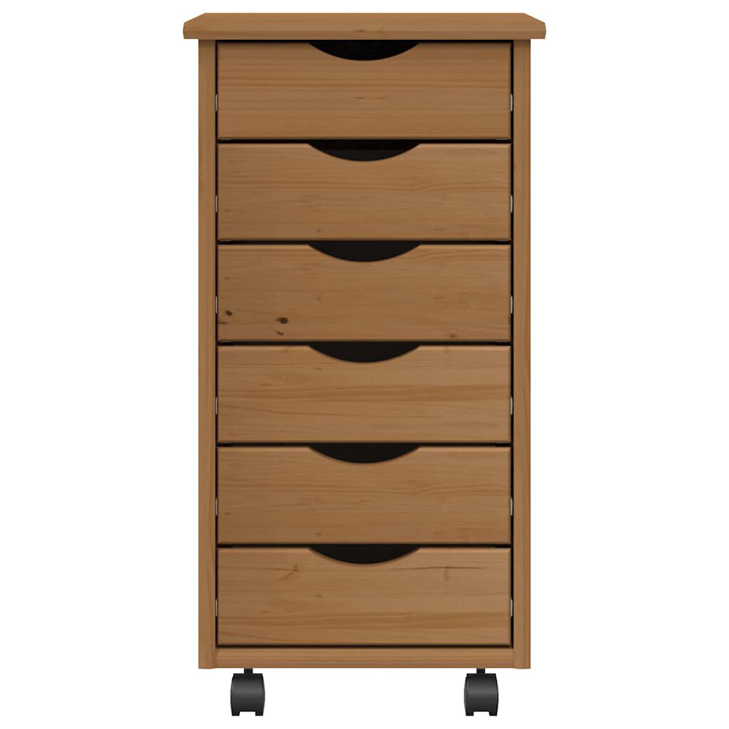 vidaXL Rolling Cabinet with Drawers MOSS Honey Brown Solid Wood Pine