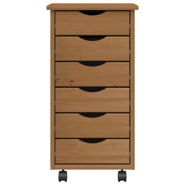 vidaXL Rolling Cabinet with Drawers MOSS Honey Brown Solid Wood Pine