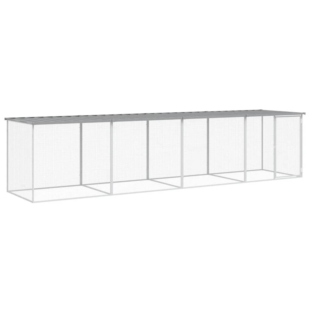 vidaXL Chicken Cage with Roof Light Grey 403x98x90 cm Galvanised Steel