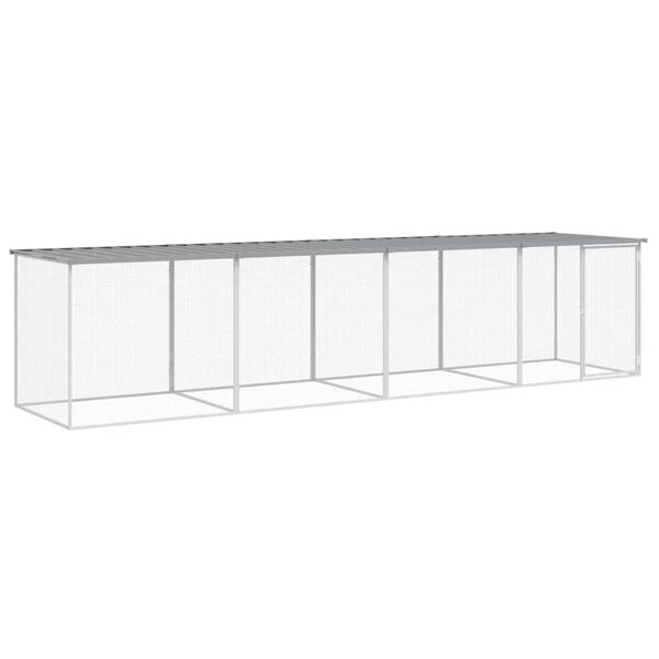 vidaXL Chicken Cage with Roof Light Grey 403x98x90 cm Galvanised Steel
