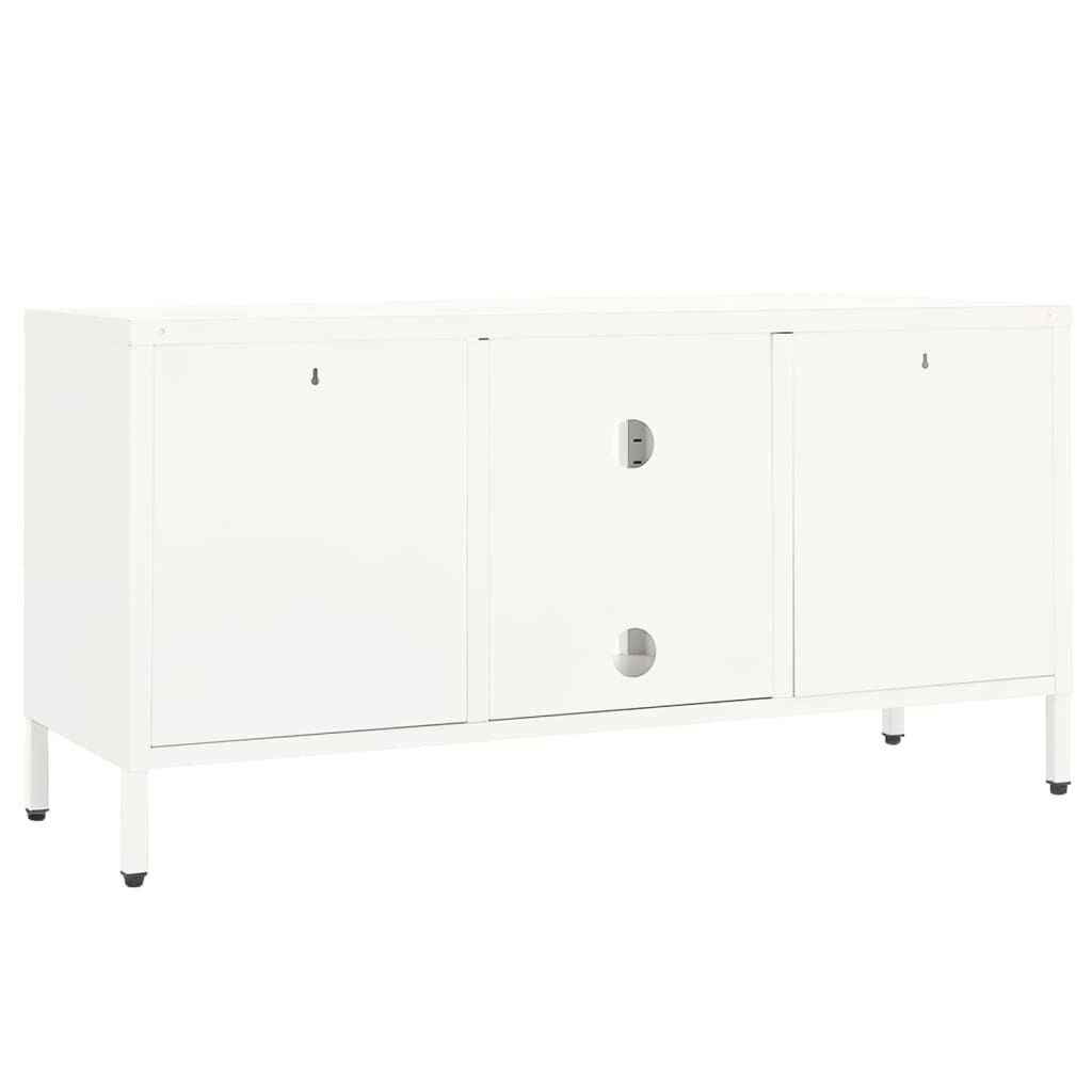 vidaXL TV Cabinet White 105x35x52 cm Steel and Glass