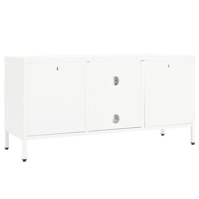 vidaXL TV Cabinet White 105x35x52 cm Steel and Glass