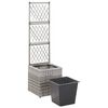 vidaXL Trellis Raised Bed with 1 Pot 30x30x107 cm Poly Rattan Grey