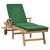 vidaXL Sun Lounger with Cushion Solid Teak Wood Green