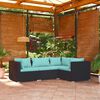 vidaXL 4 Piece Garden Lounge Set with Cushions Poly Rattan Black