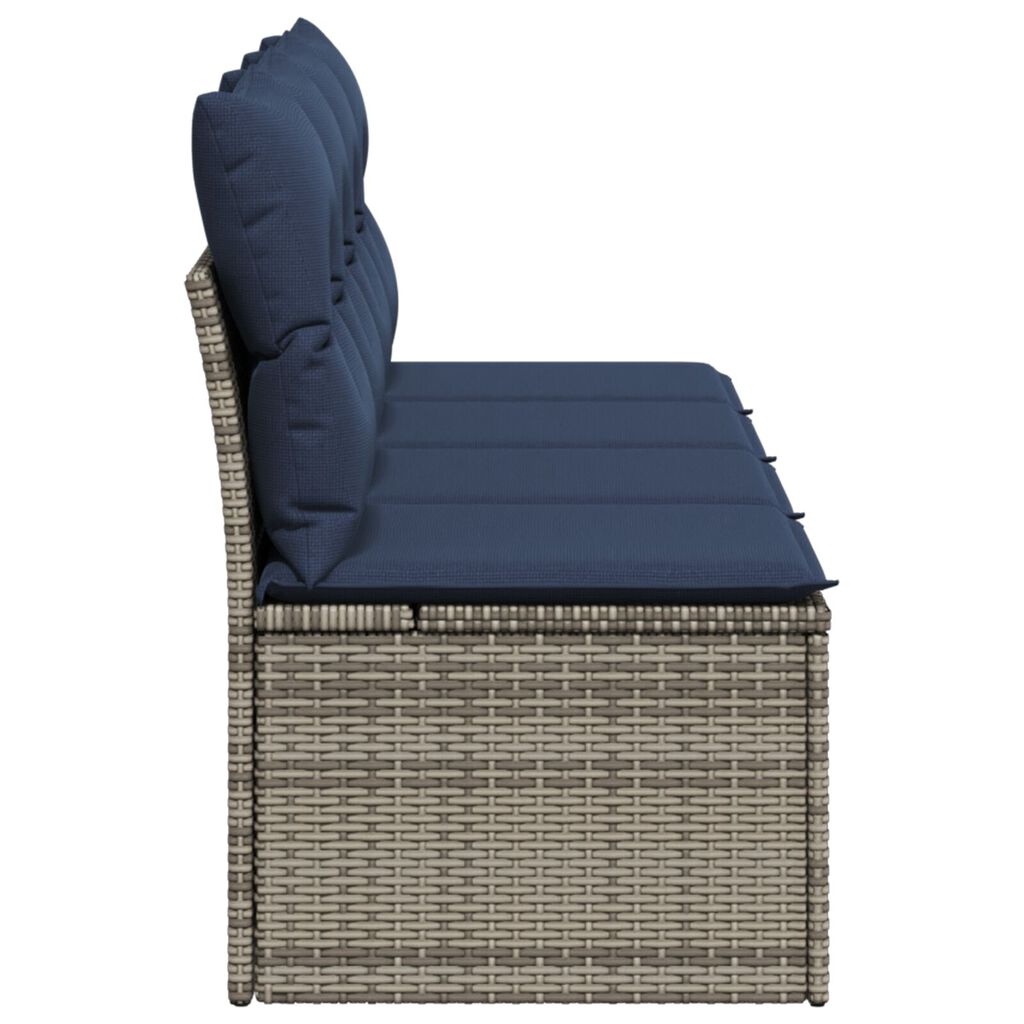 vidaXL Garden Sofa with Cushions 4-Seater Grey Poly Rattan