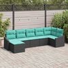 vidaXL Garden Sofa Set with Cushion 8 pcs Black and Turquoise
