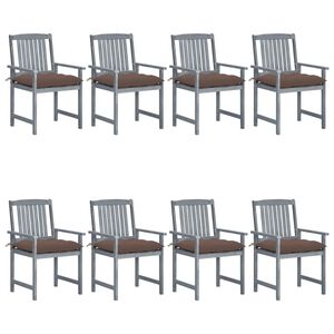 vidaXL Garden Chairs with Cushions 8 pcs Solid Acacia Wood Grey