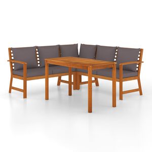 vidaXL 4 Piece Garden Dining Set with Cushions Solid Wood Acacia