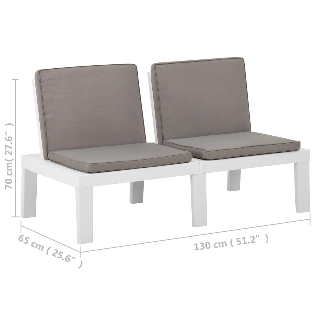 vidaXL Garden Lounge Bench with Cushion Plastic White