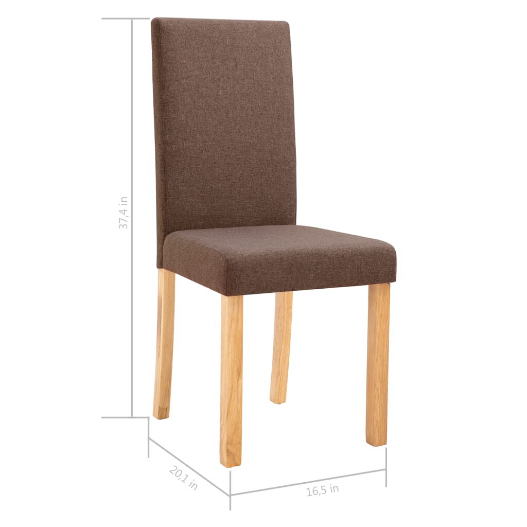 vidaXL Dining Chairs 2 pcs Brown Fabric