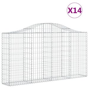vidaXL Arched Gabion Baskets 14 pcs 200x30x100/120 cm Galvanised Iron