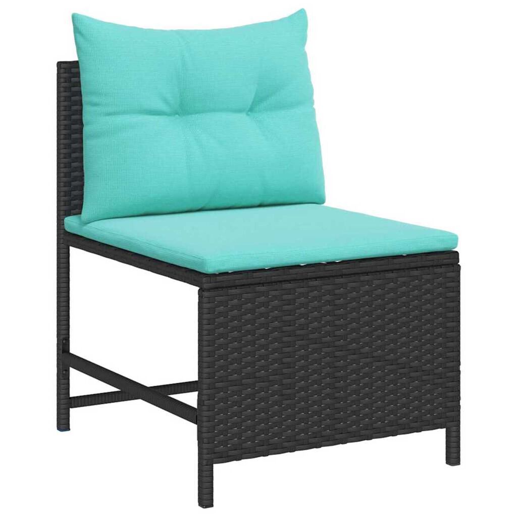 vidaXL Garden Sofa Set 6 pcs Black and turquoise Poly Rattan