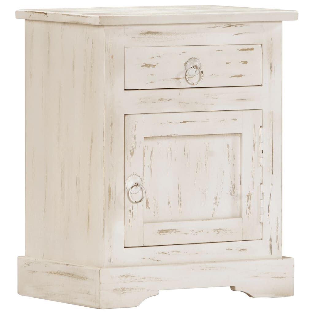 vidaXL Bedside Cabinet White 40x30x50 cm Solid Mango Wood